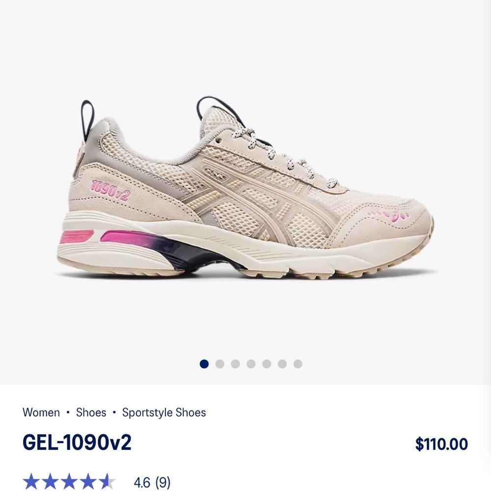 ASICS Women's GEL-1090v2 Beige and Pink Sneakers